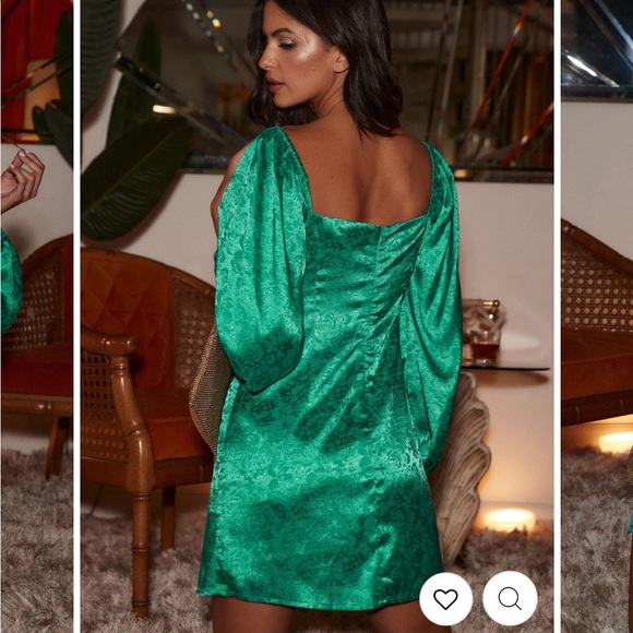 HOPE EMERALD JACQUARD MINI DRESS - Picture 2 of 5